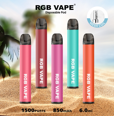 RGBvape SS304 Ecig網のコイルが付いている1500のパフの使い捨て可能なvape装置